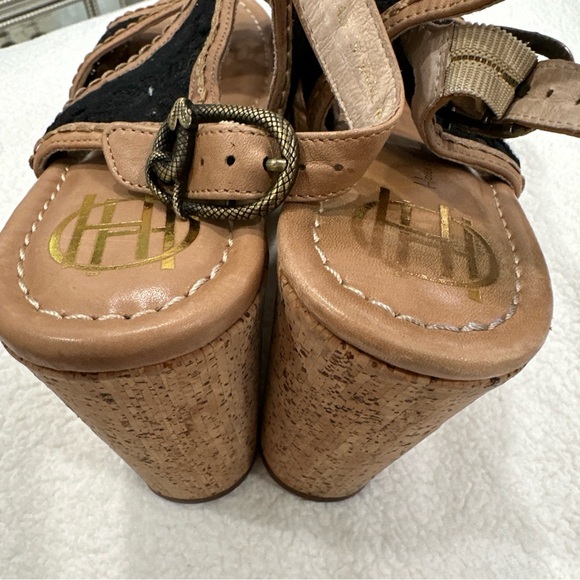 House of Harlow 1960 platform Gladys wedge sandals cork black lace size 40 - Picture 6 of 8